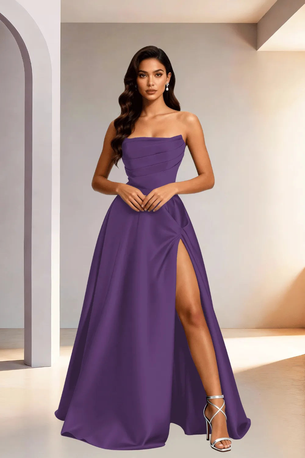 Elowen Minimalist High Slit Ball Gown