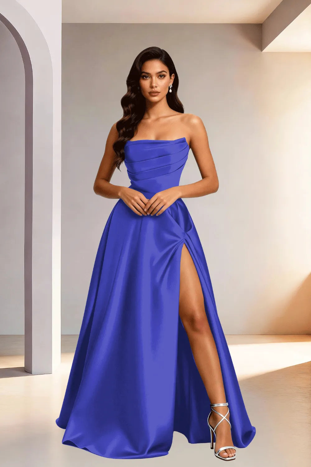 Elowen Minimalist High Slit Ball Gown