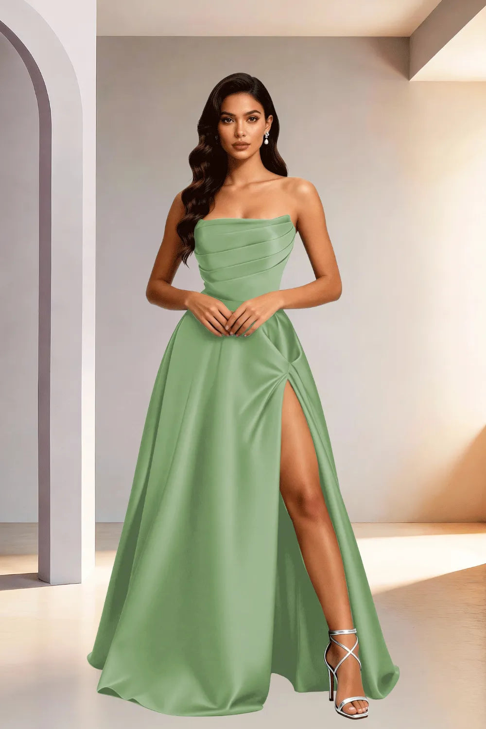 Elowen Minimalist High Slit Ball Gown