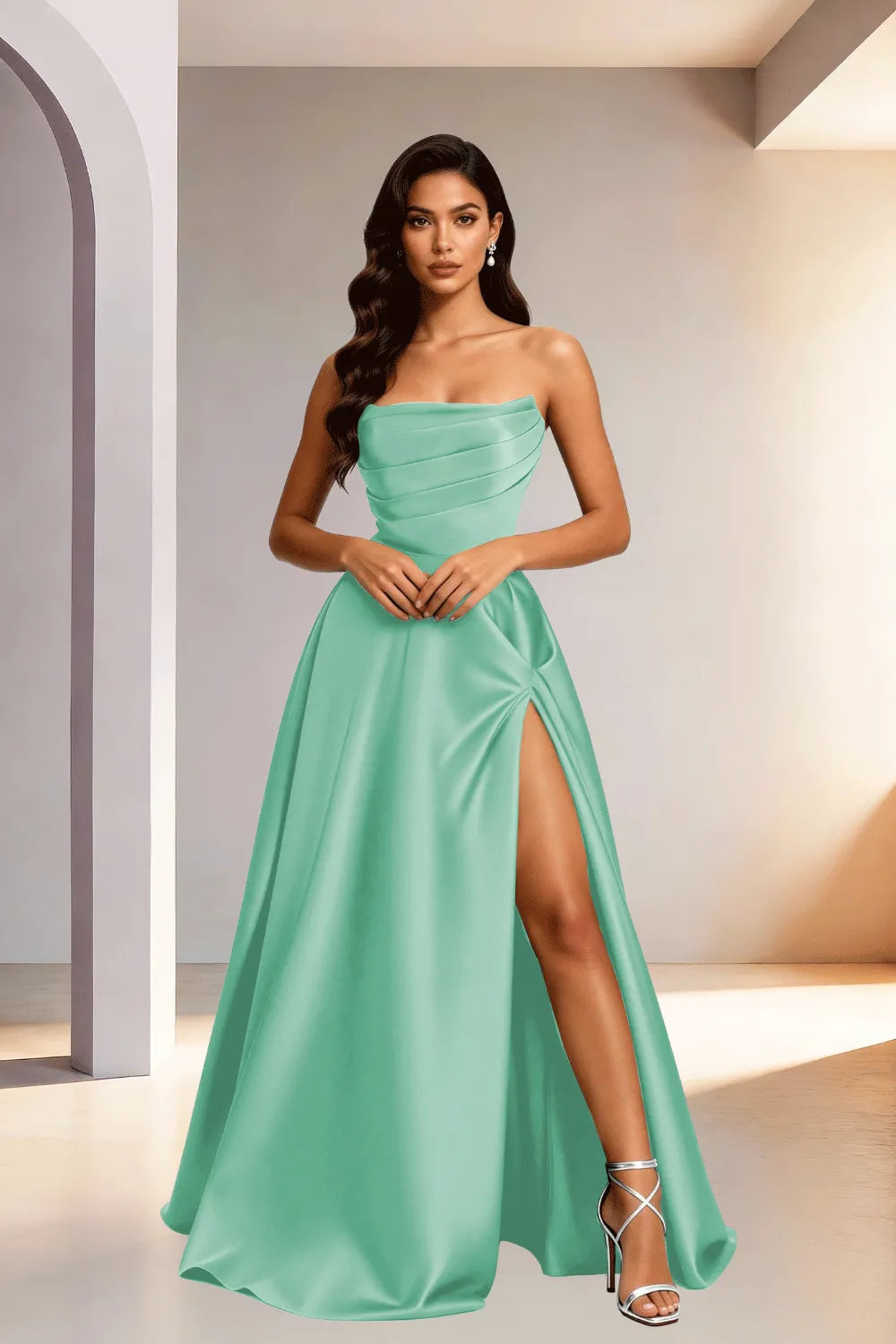 Elowen Minimalist High Slit Ball Gown