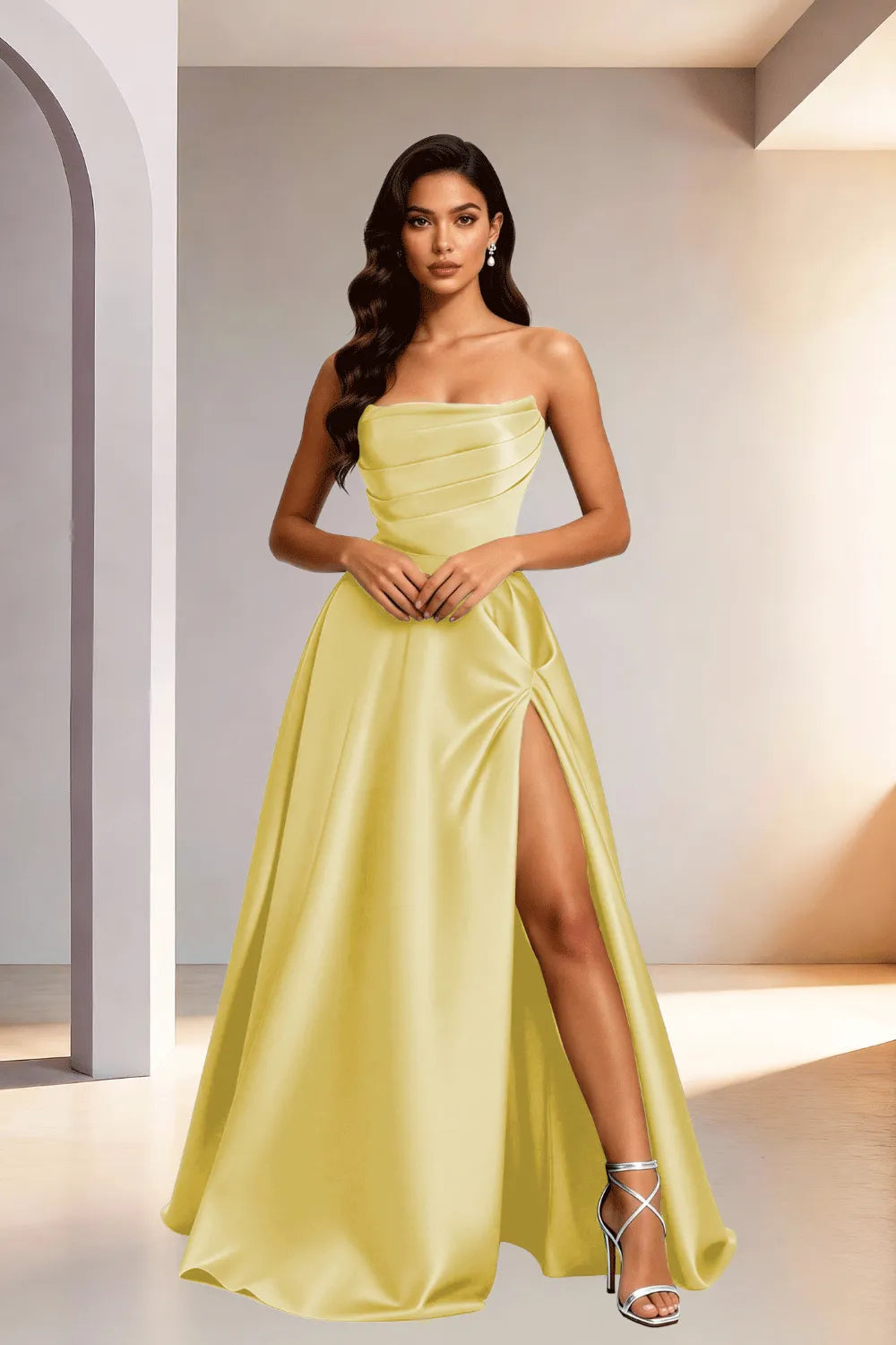Elowen Minimalist High Slit Ball Gown