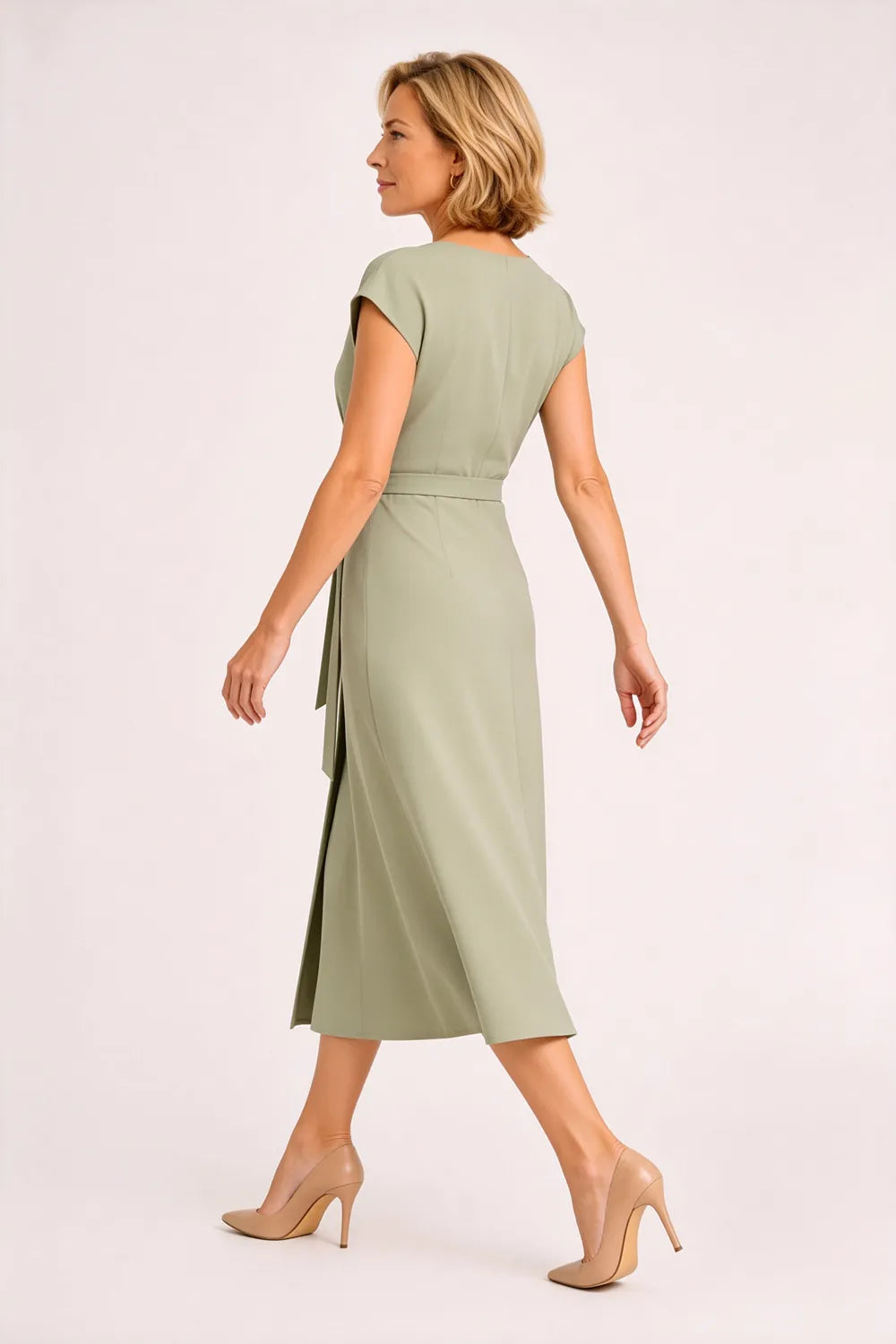 V-Neck Tie Waist Wedding Guest Dress
