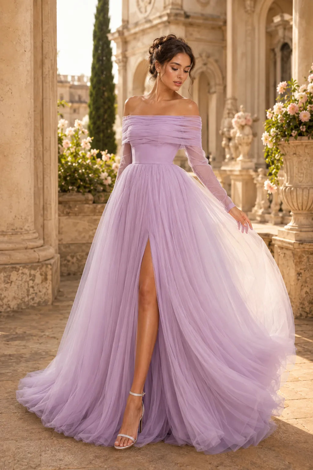 Elegant Long Sleeve Wedding Guest Dress Off Shoulder