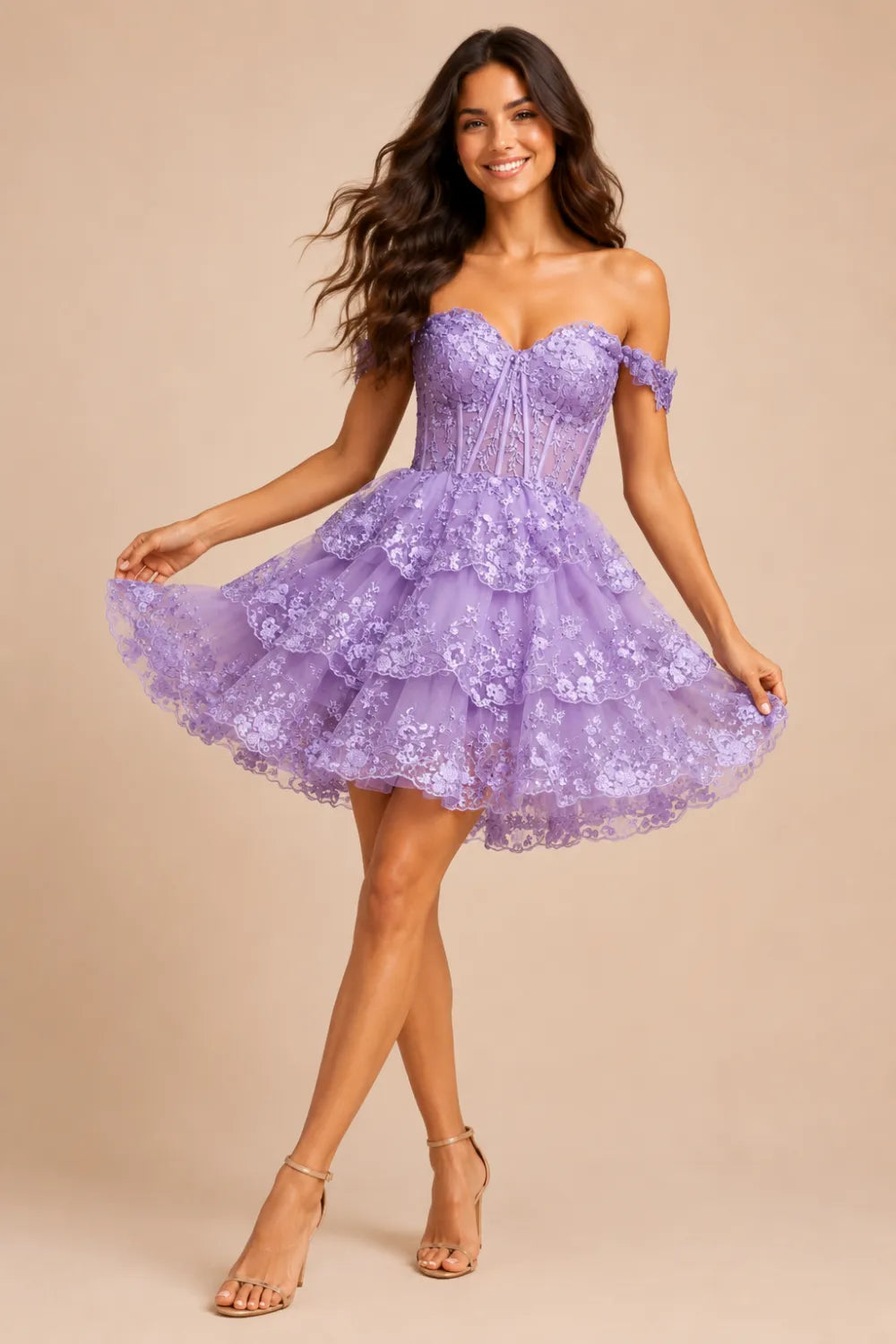 Off Shoulder Lace Corset Mini Dress