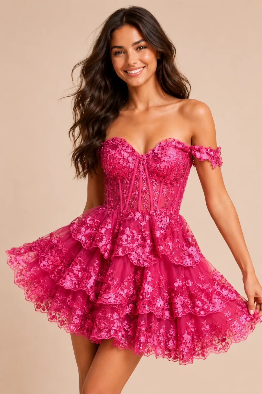Off Shoulder Lace Corset Mini Dress