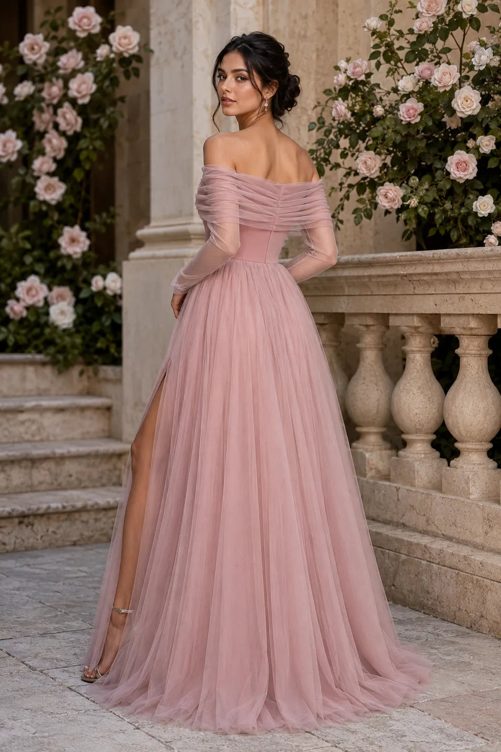 Elegant Long Sleeve Wedding Guest Dress Off Shoulder