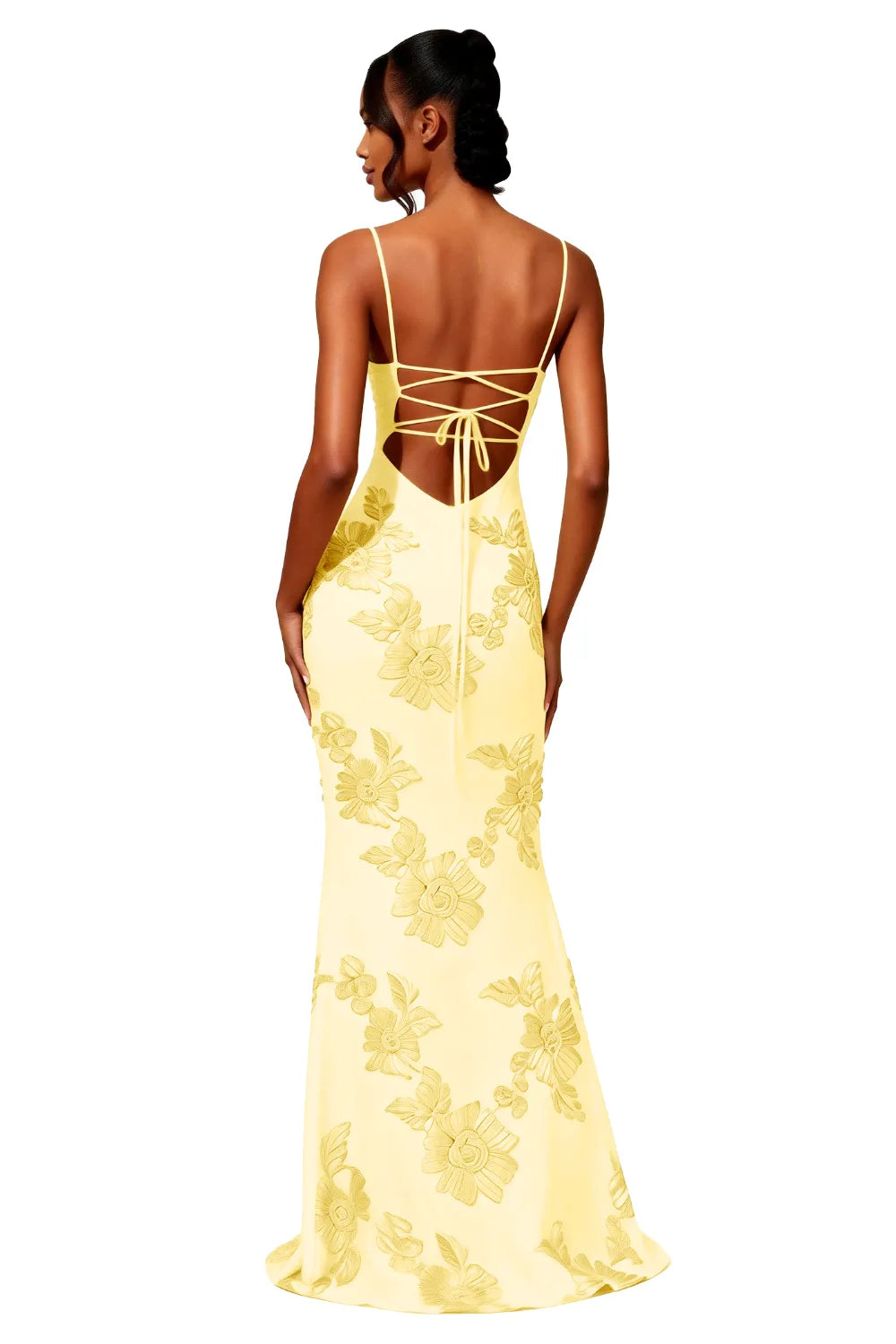 Spaghetti Strap Floral Formal Dress Mermaid Silhouette