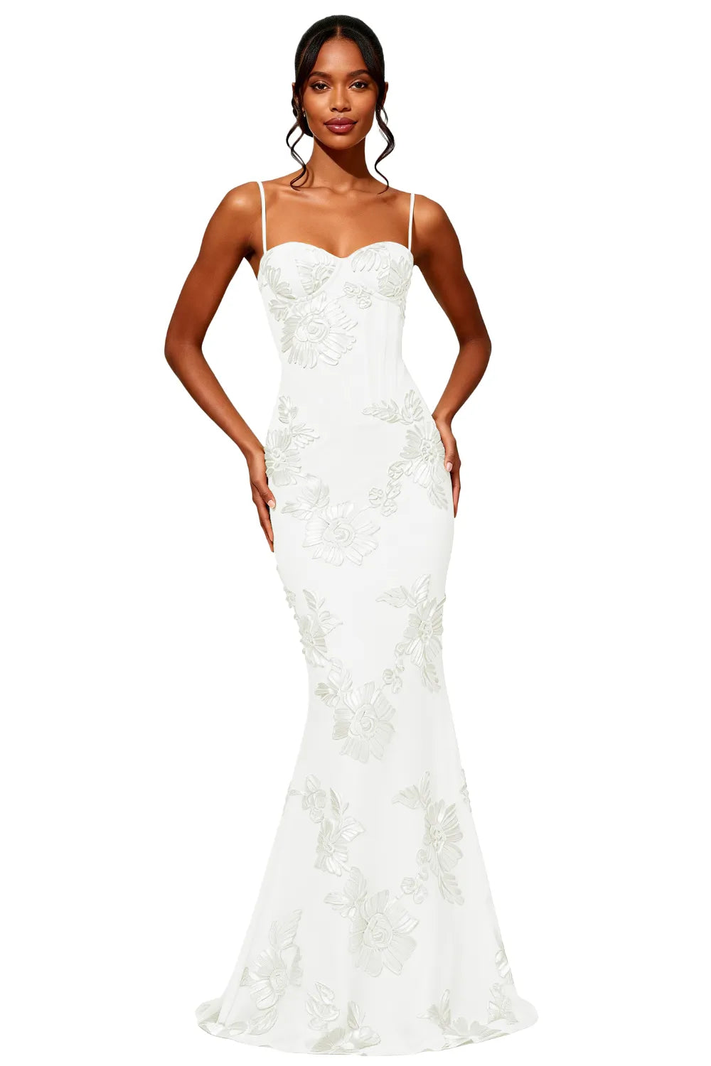 Spaghetti Strap Floral Formal Dress Mermaid Silhouette