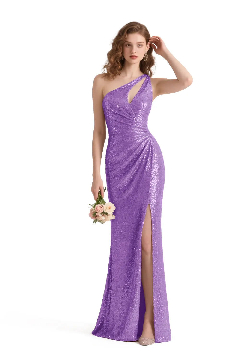 Aurora One-Shoulder Sequin Mermaid Evening Gown