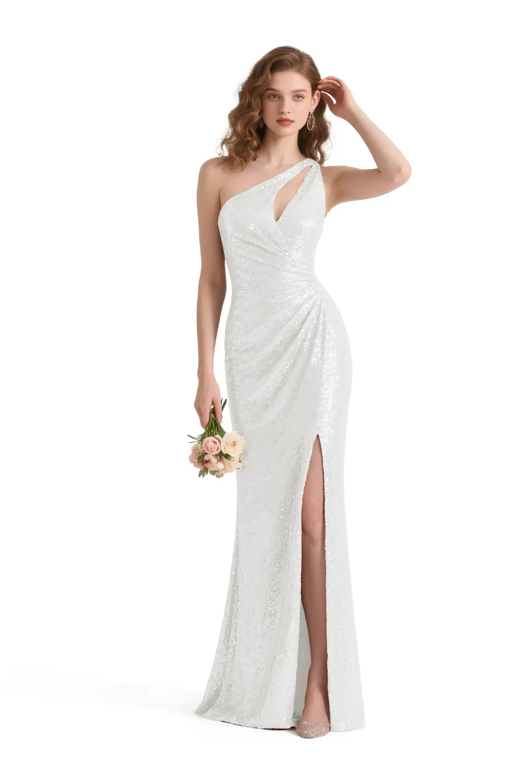 Aurora One-Shoulder Sequin Mermaid Evening Gown