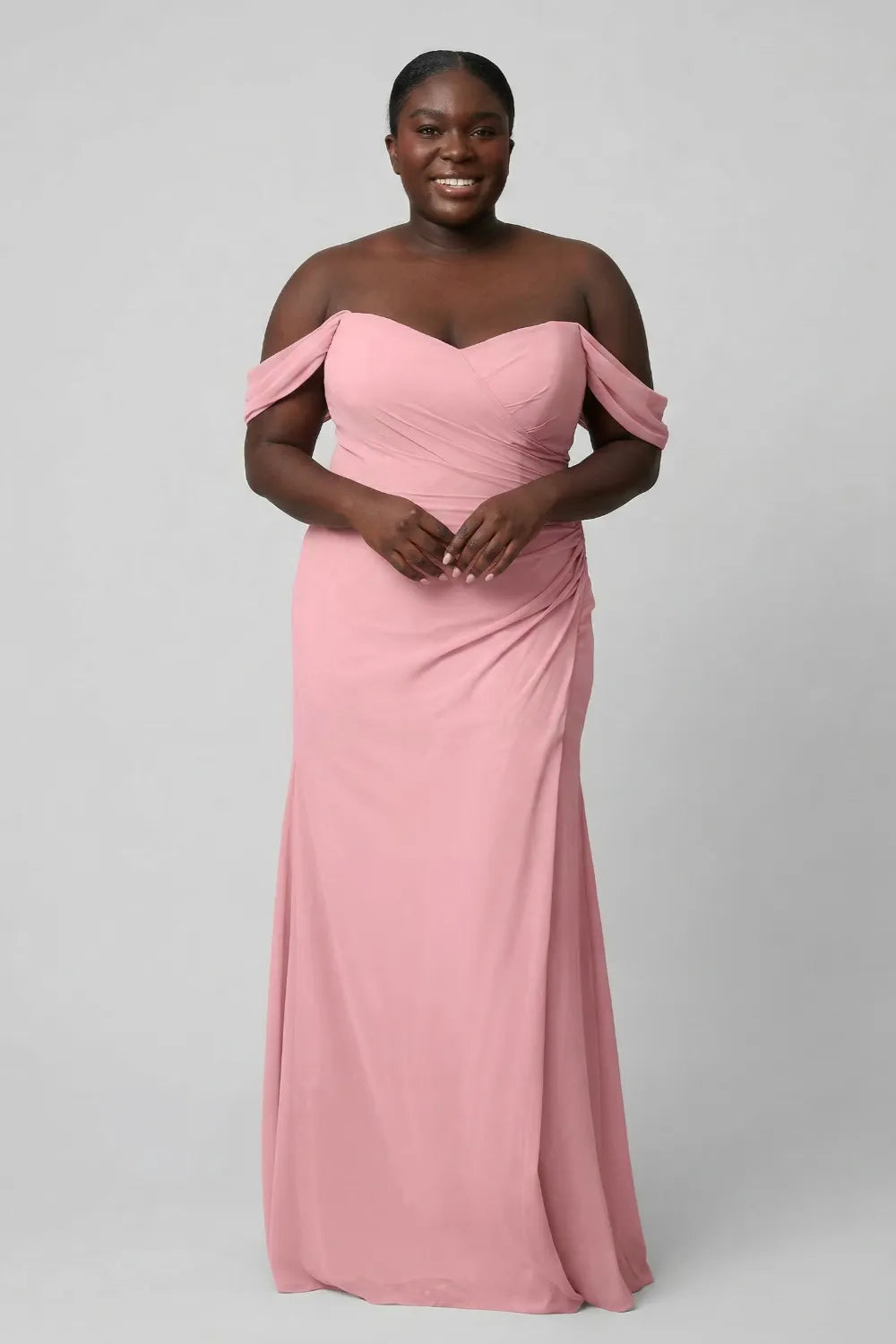 Rosalie Dusty Pink Off Shoulder Bridesmaid Dress