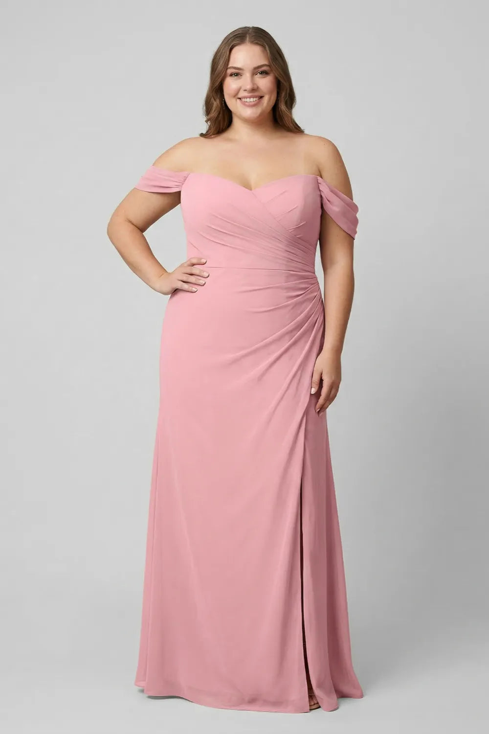Rosalie Dusty Pink Off Shoulder Bridesmaid Dress