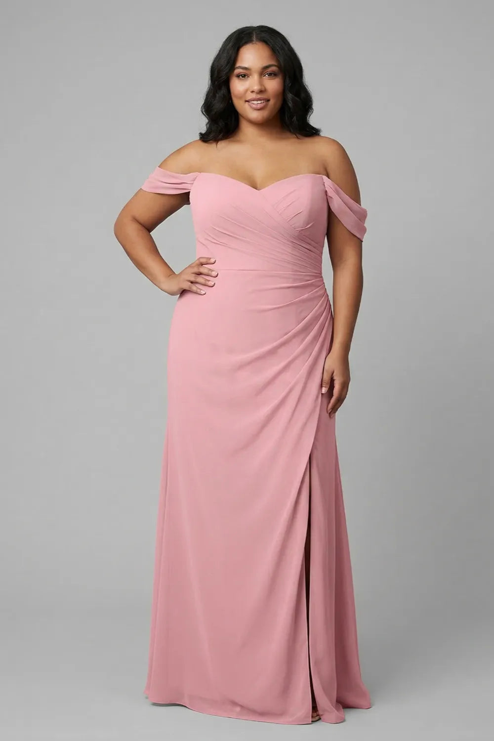 Rosalie Dusty Pink Off Shoulder Bridesmaid Dress