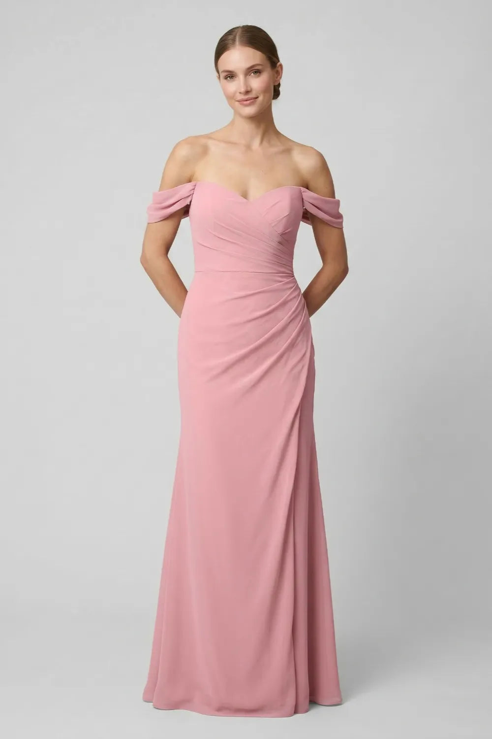Rosalie Dusty Pink Off Shoulder Bridesmaid Dress