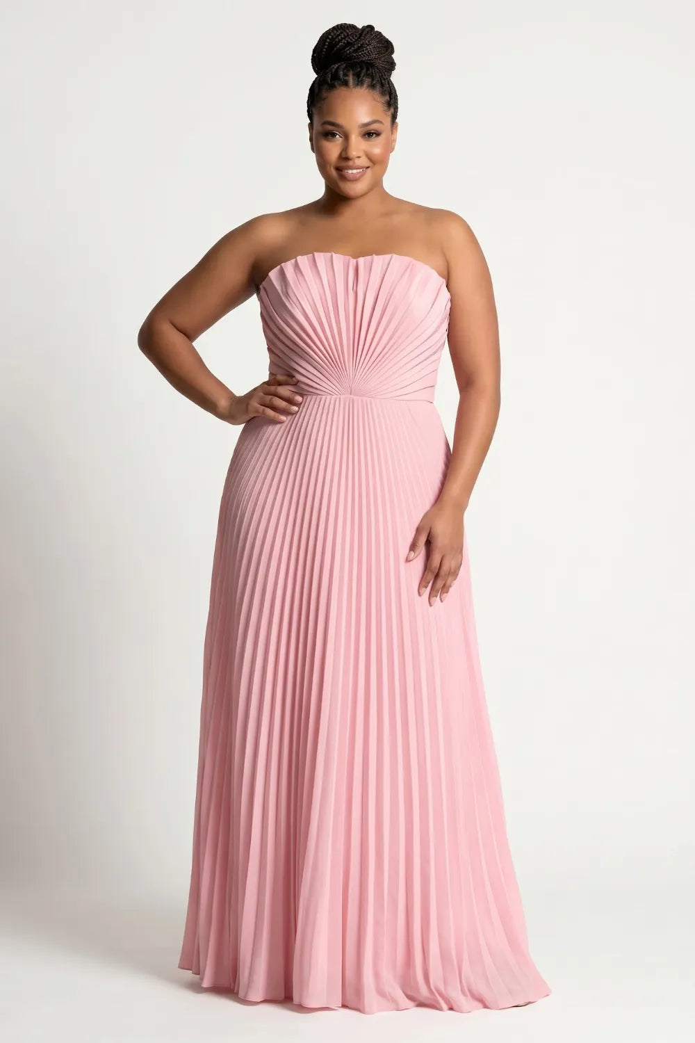 Elara Strapless Pleated Maxi Dress