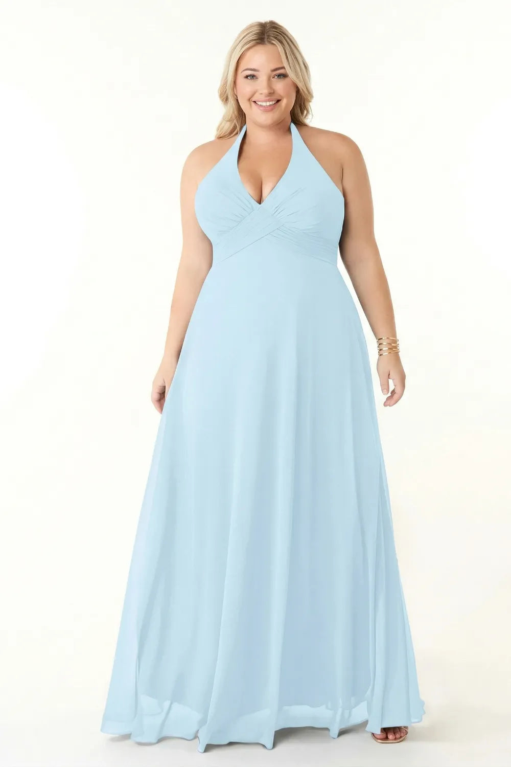 Plus Size Halter Chiffon Maxi Dress