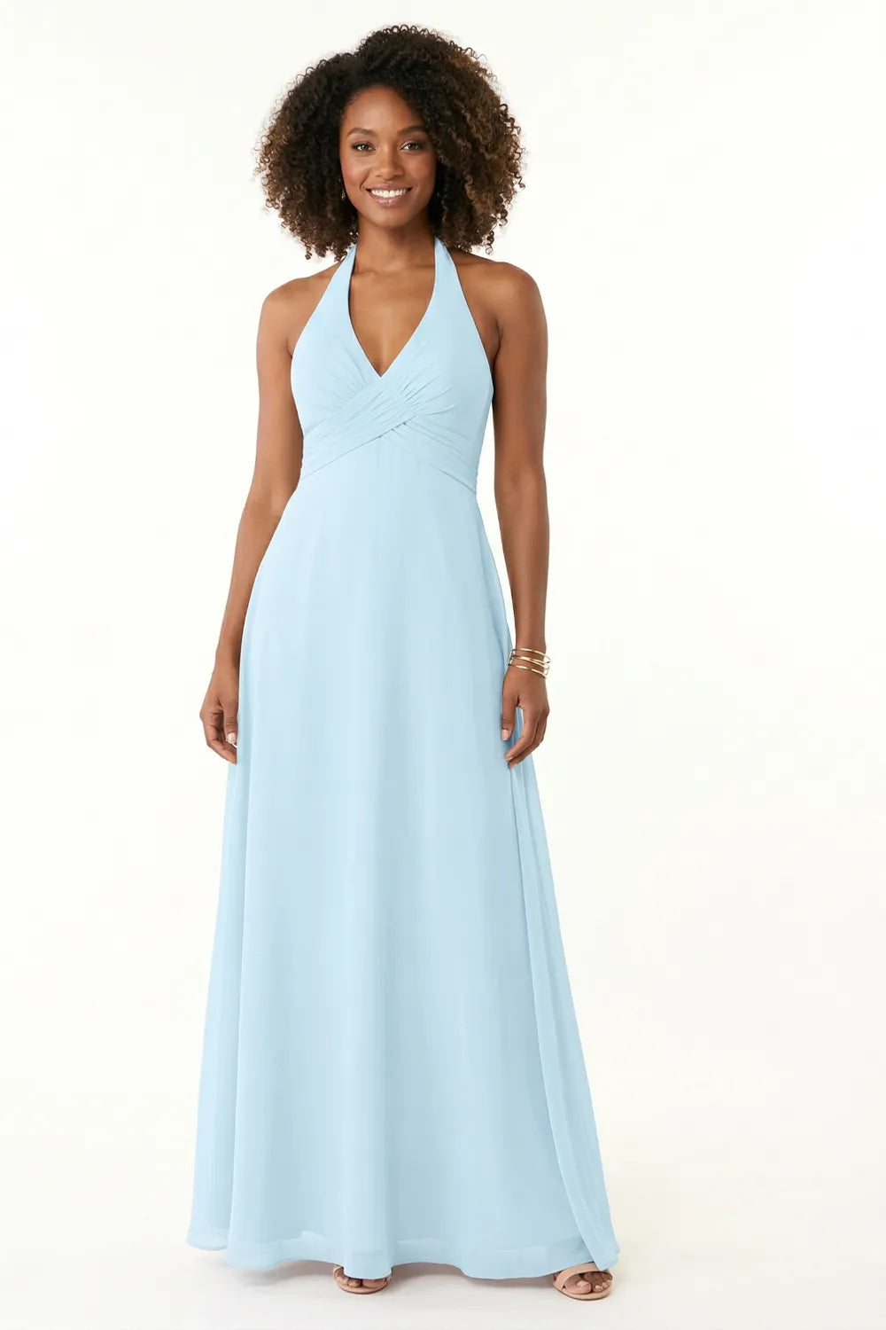 Plus Size Halter Chiffon Maxi Dress