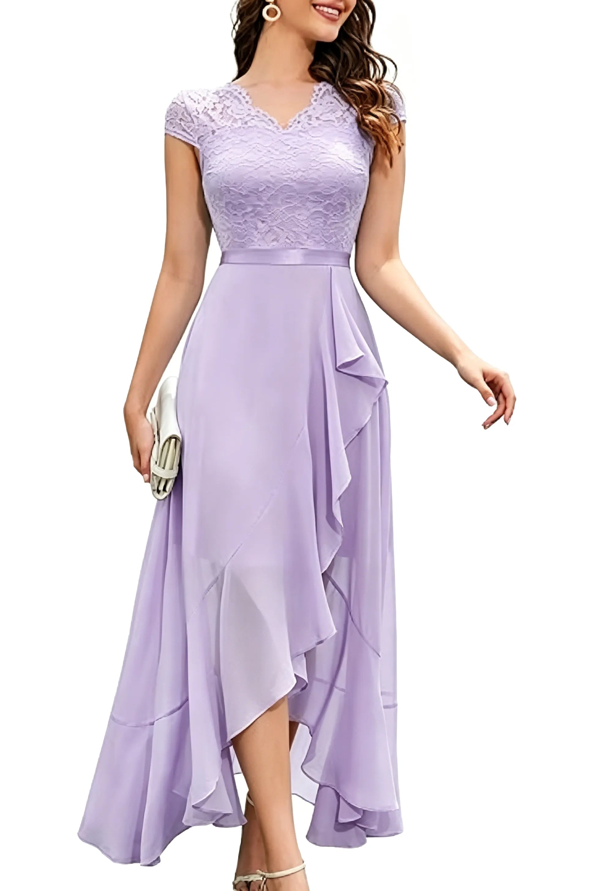 Elegant Lace Bodice Chiffon Formal Dress