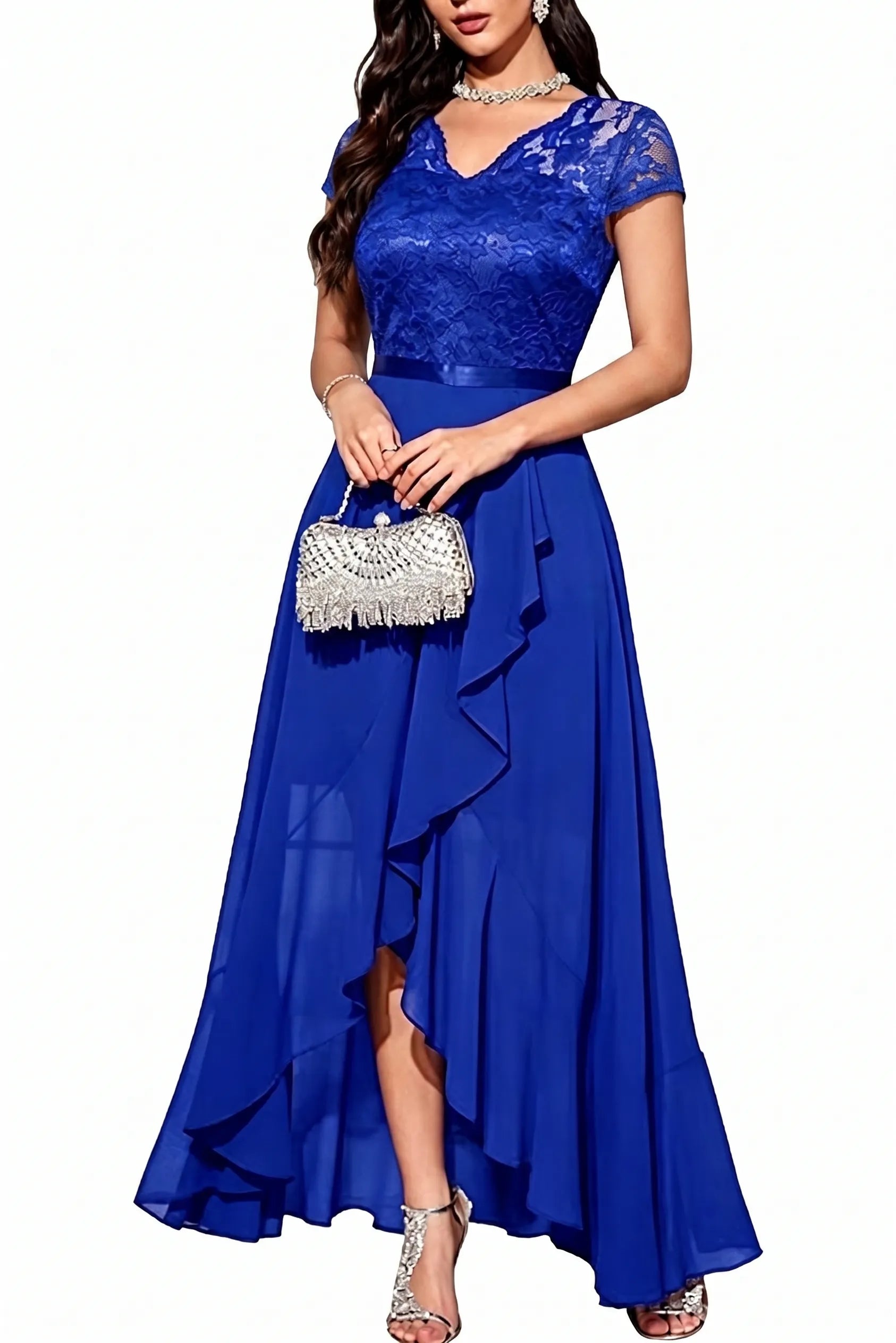 Elegant Lace Bodice Chiffon Formal Dress