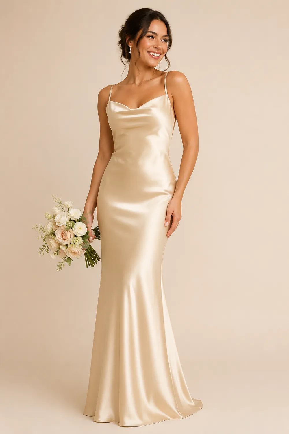 Cowl Neck Bridesmaid Dress