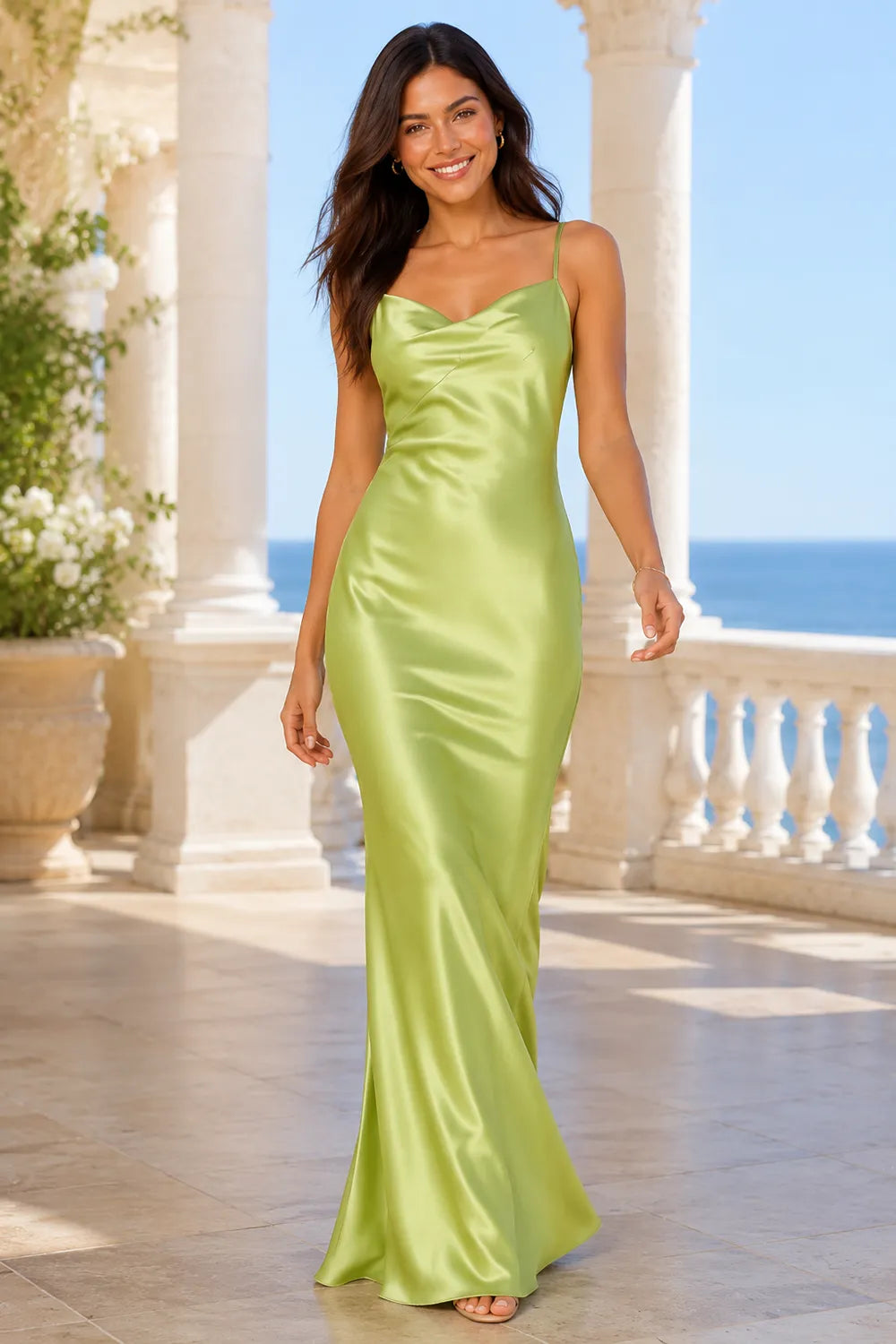 Cowl Neck Bridesmaid Dress