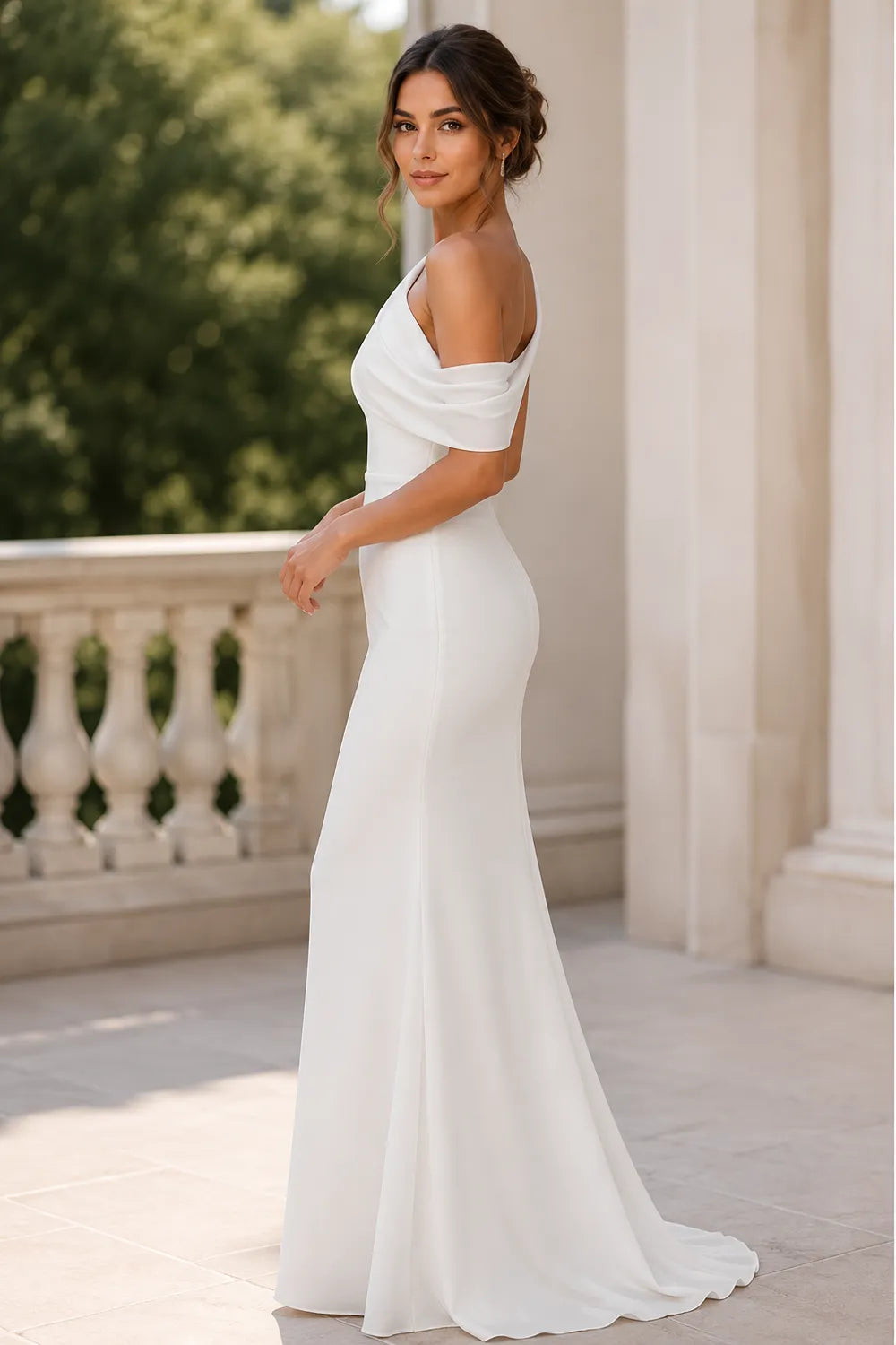 One Shoulder Draped Mermaid Formal Dress