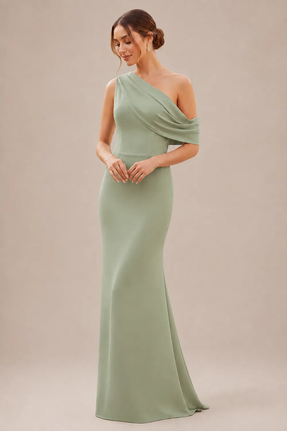 One Shoulder Draped Mermaid Formal Dress