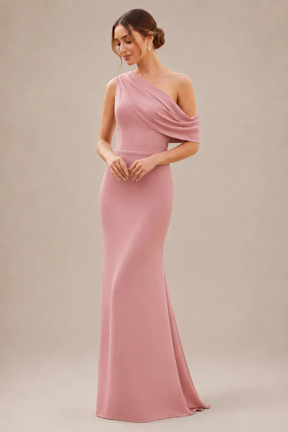 One Shoulder Draped Mermaid Formal Dress