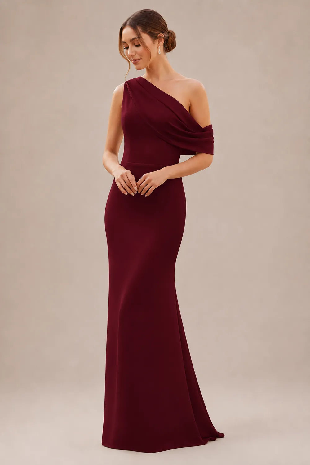 One Shoulder Draped Mermaid Formal Dress