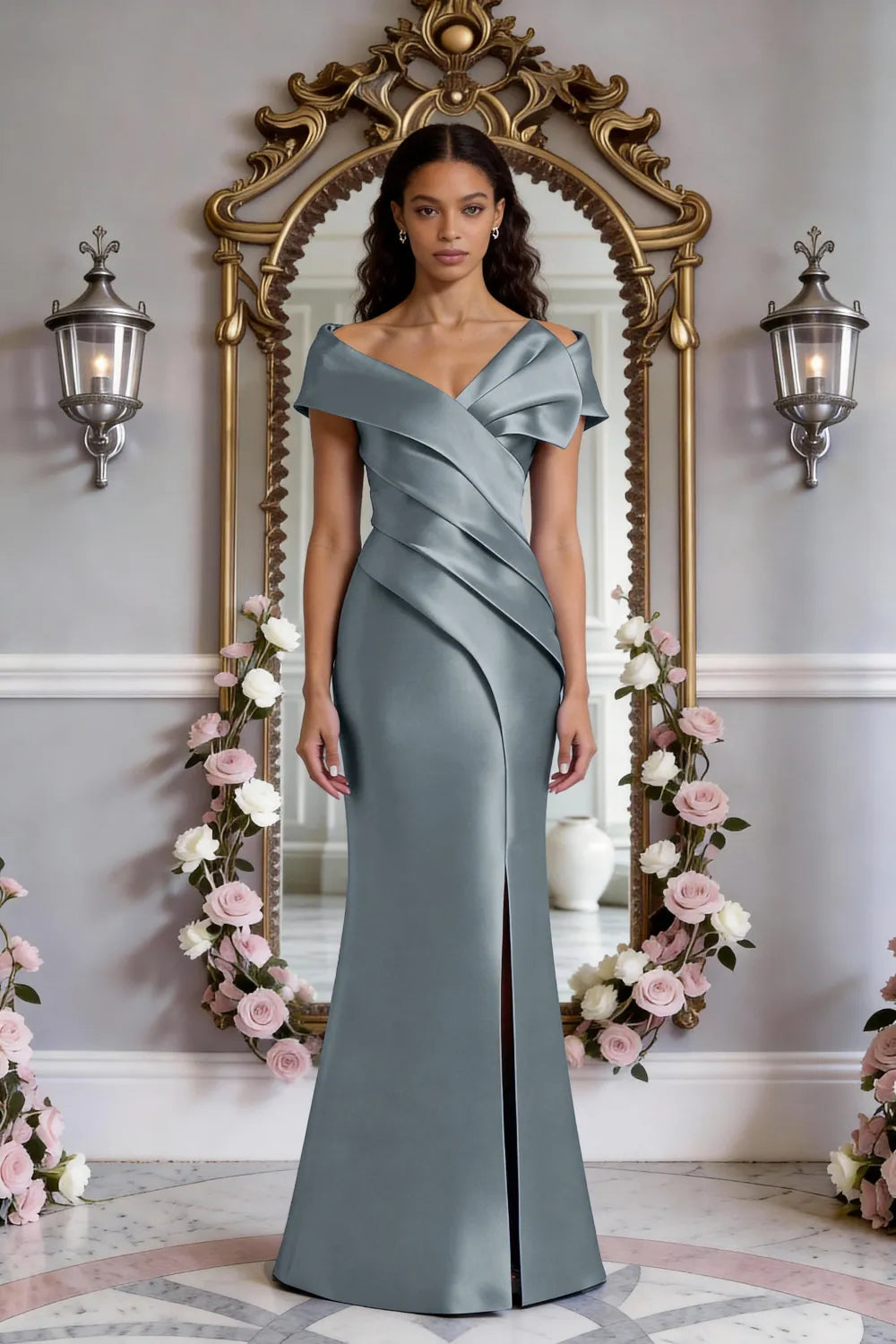 Celeste Button-Back Elegant Gown