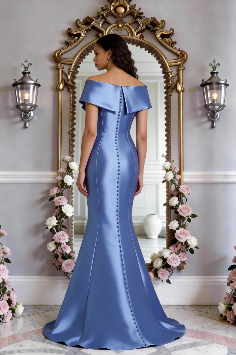 Celeste Button-Back Elegant Gown