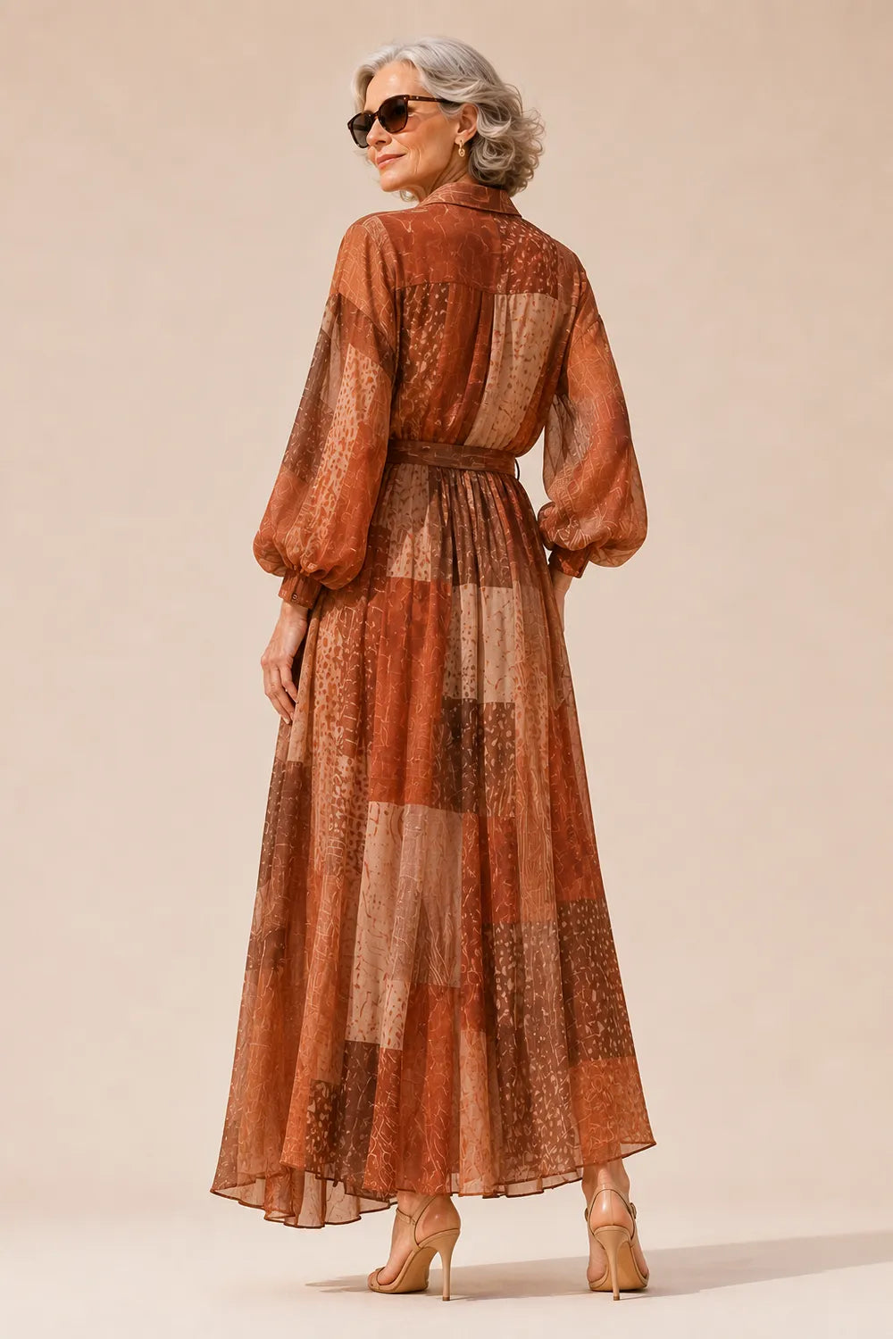 Belted Printed Maxi Shirt Dress