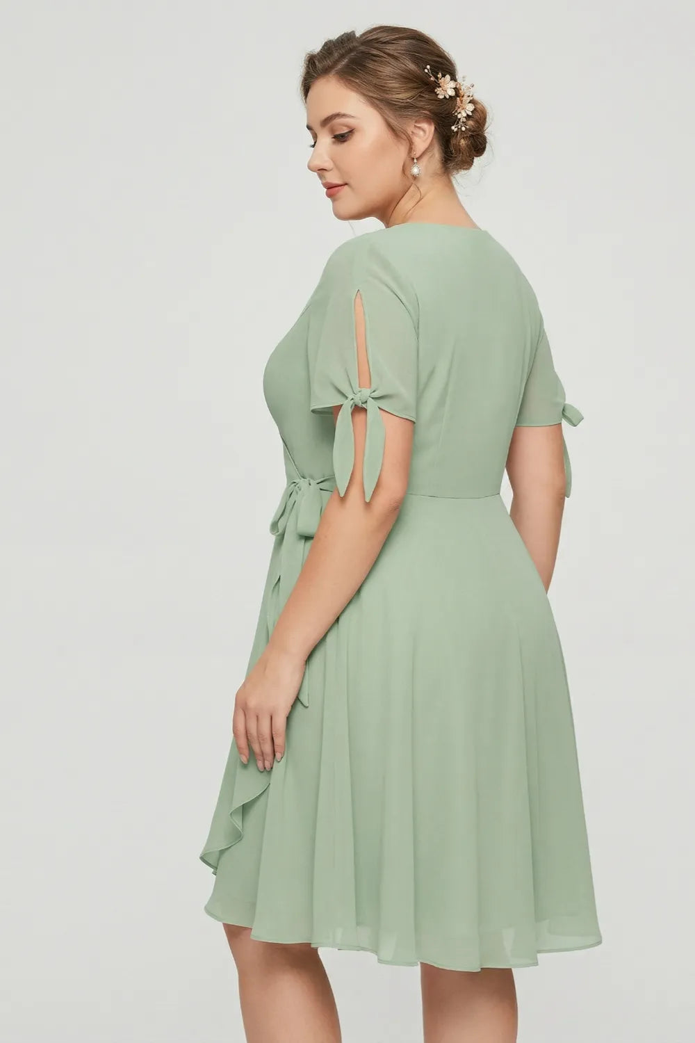 Arden Sage Green Short Chiffon Bridesmaid Dress