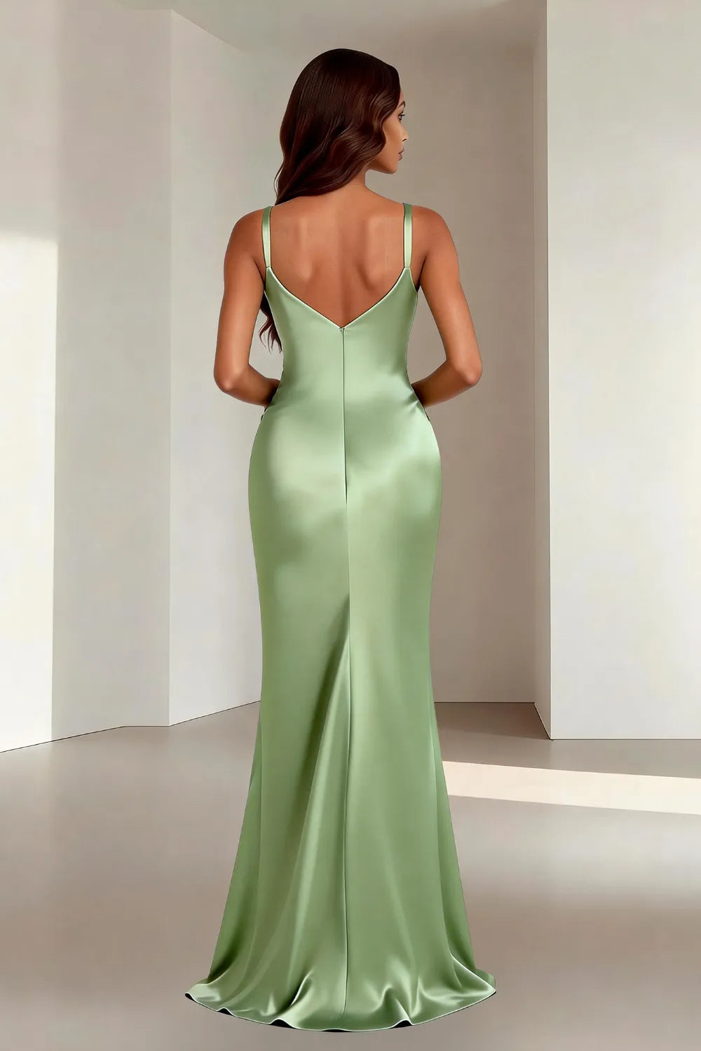 Minimalist Satin Spaghetti Strap Bridesmaid Dress