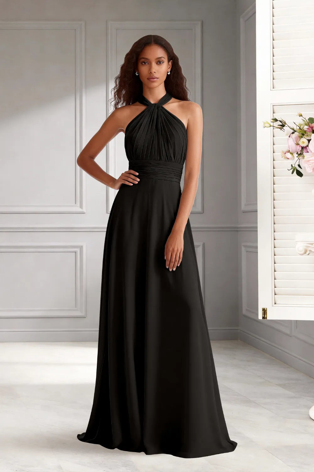 Celeste Halter Chiffon A-Line Bridesmaid Dress
