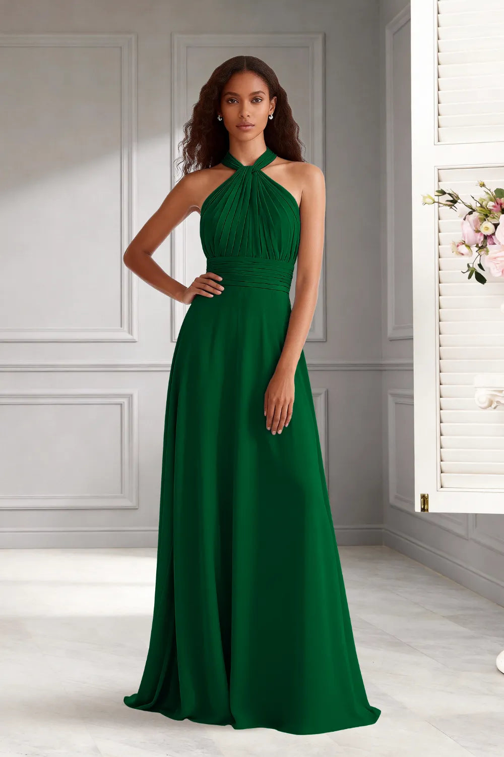 Celeste Halter Chiffon A-Line Bridesmaid Dress