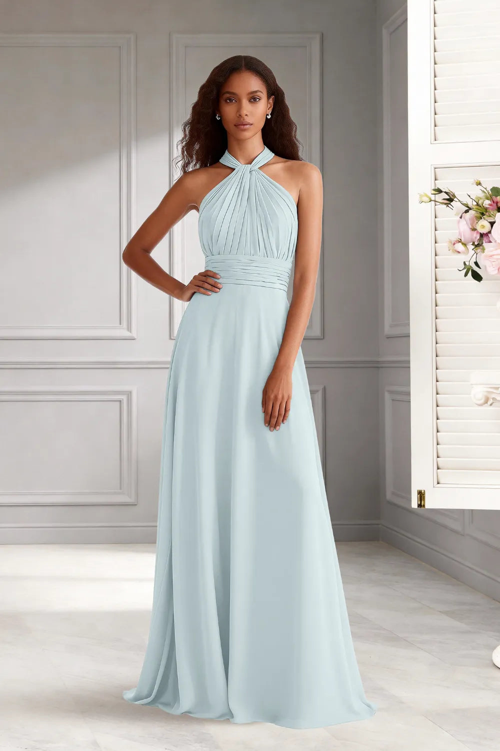 Celeste Halter Chiffon A-Line Bridesmaid Dress