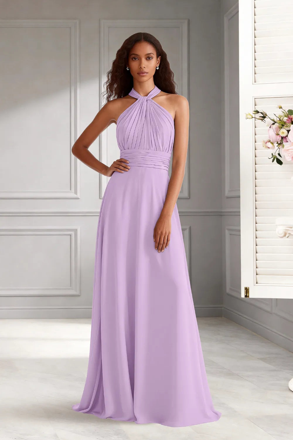Celeste Halter Chiffon A-Line Bridesmaid Dress
