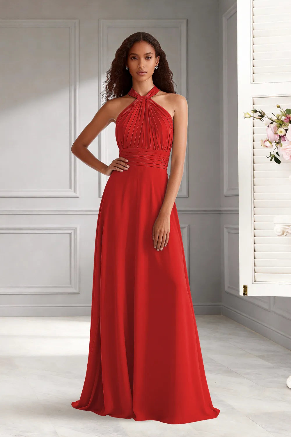Celeste Halter Chiffon A-Line Bridesmaid Dress