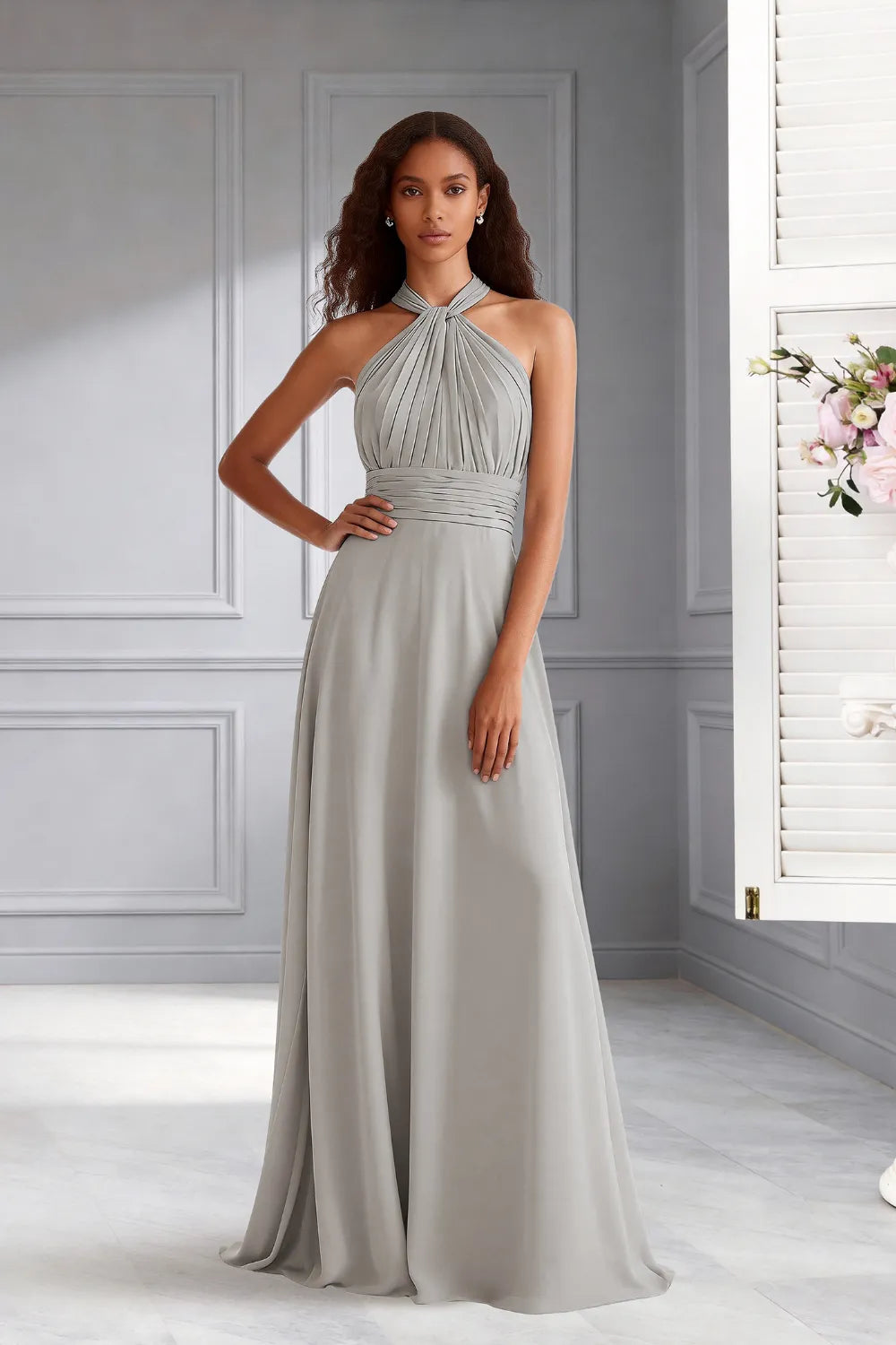 Celeste Halter Chiffon A-Line Bridesmaid Dress