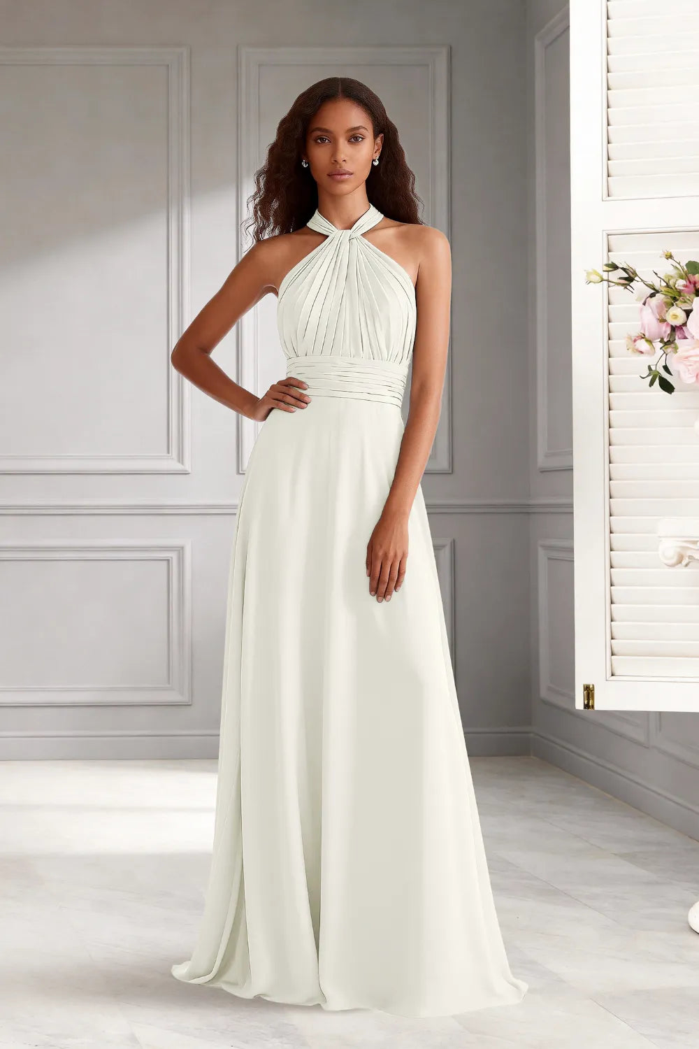 Celeste Halter Chiffon A-Line Bridesmaid Dress