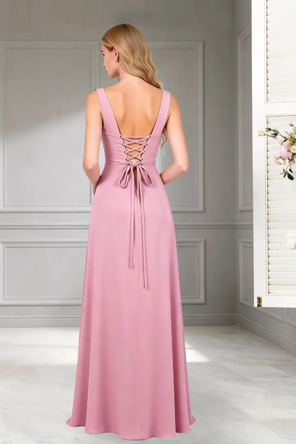 Aurelia Square Neck A-Line Evening Gown