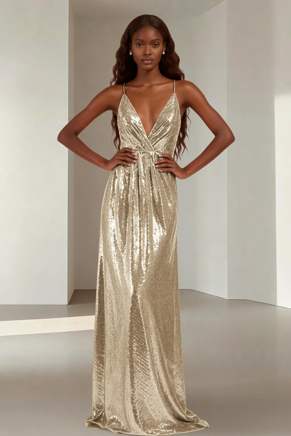 Elara Elegant Sequin Floor Length Dress