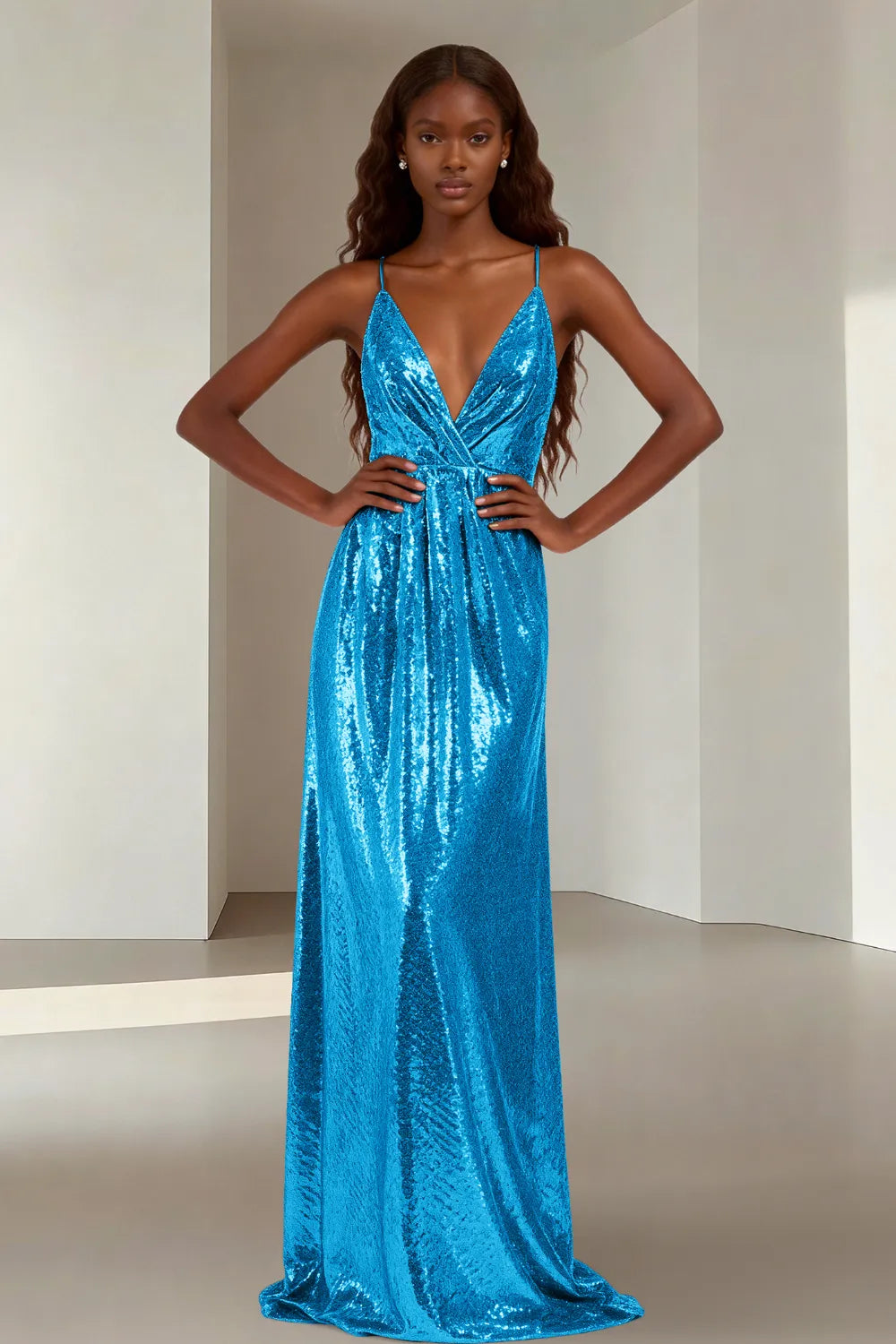 Elara Elegant Sequin Floor Length Dress