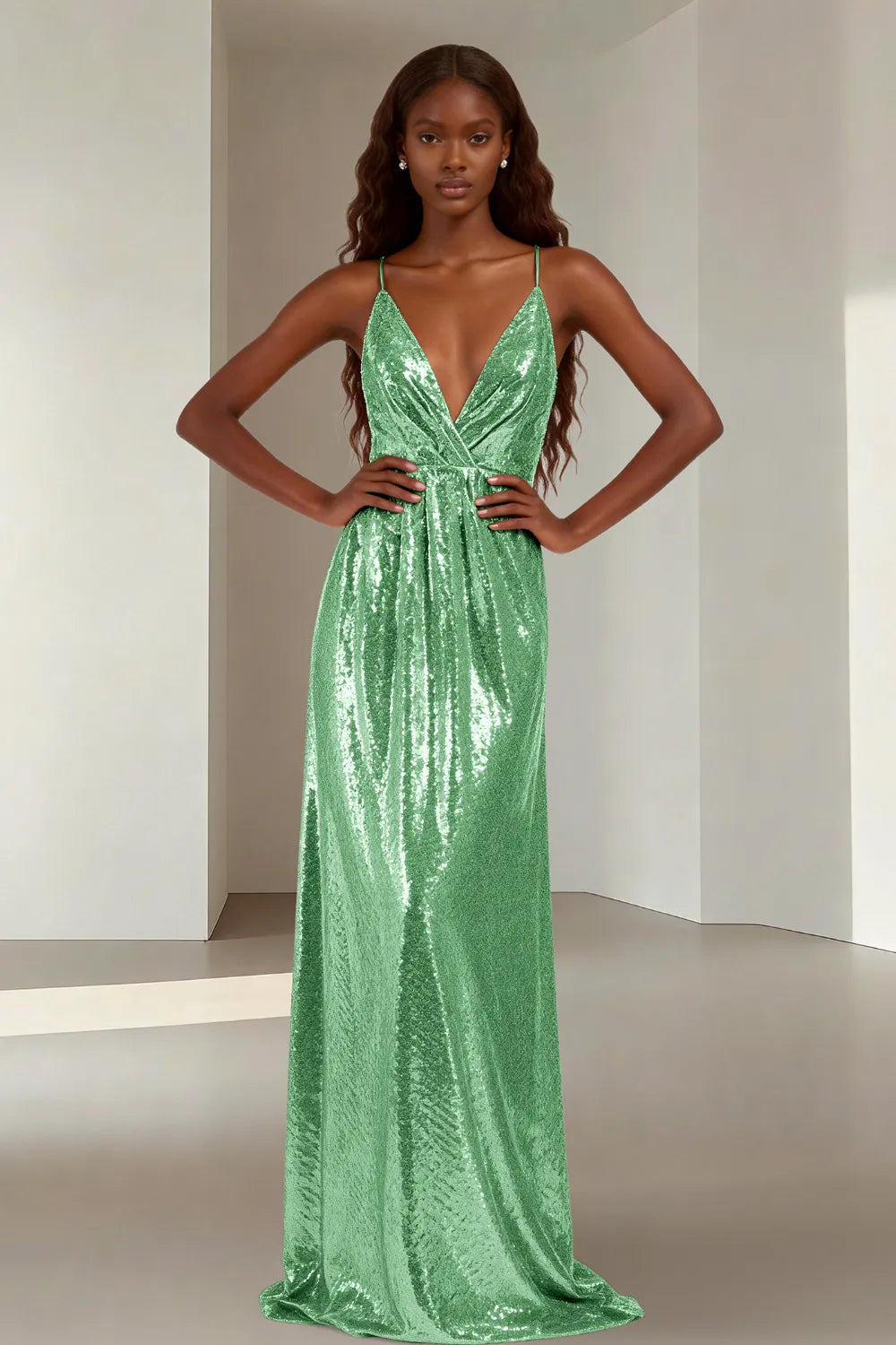 Elara Elegant Sequin Floor Length Dress