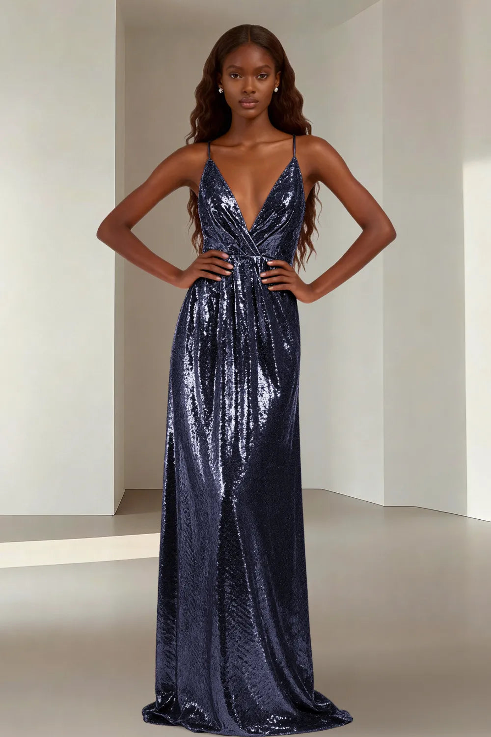 Elara Elegant Sequin Floor Length Dress