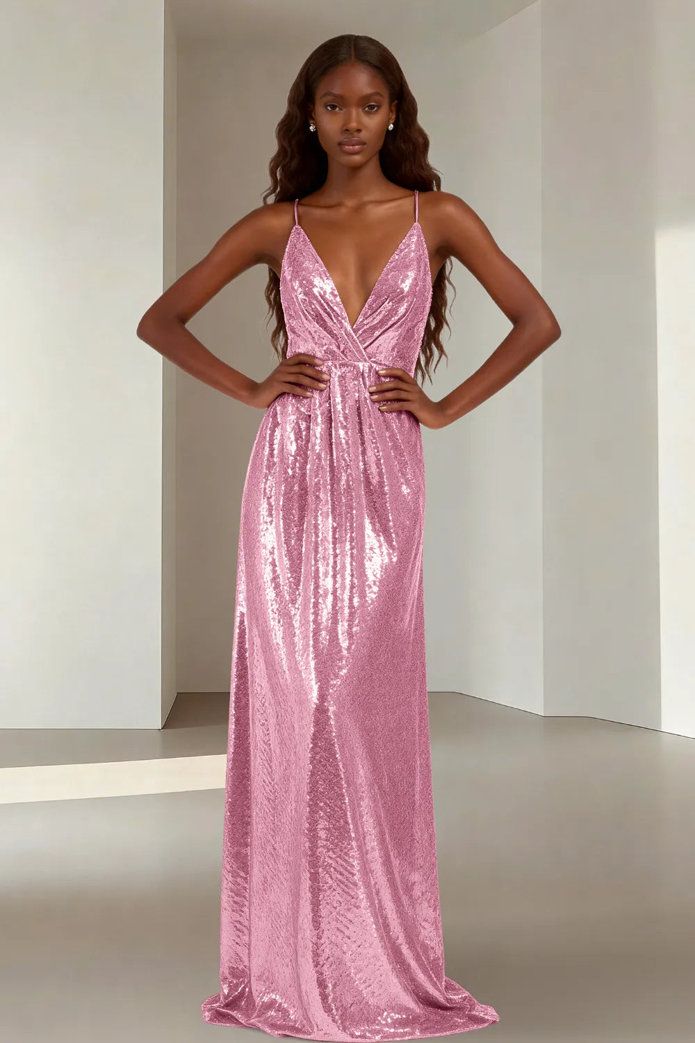 Elara Elegant Sequin Floor Length Dress