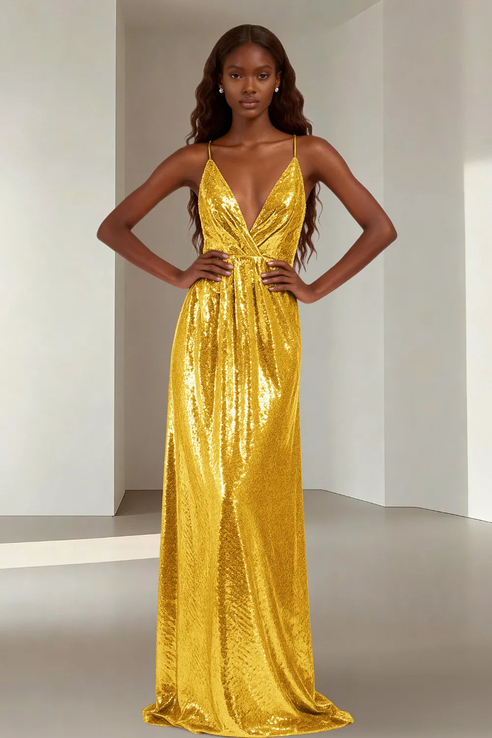 Elara Elegant Sequin Floor Length Dress