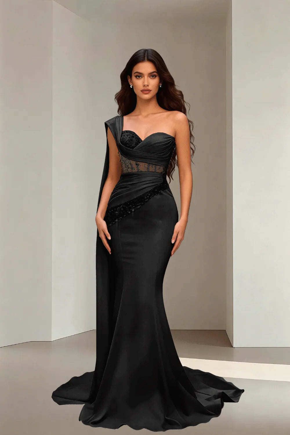 Lace Corset Strapless Trumpet Dress