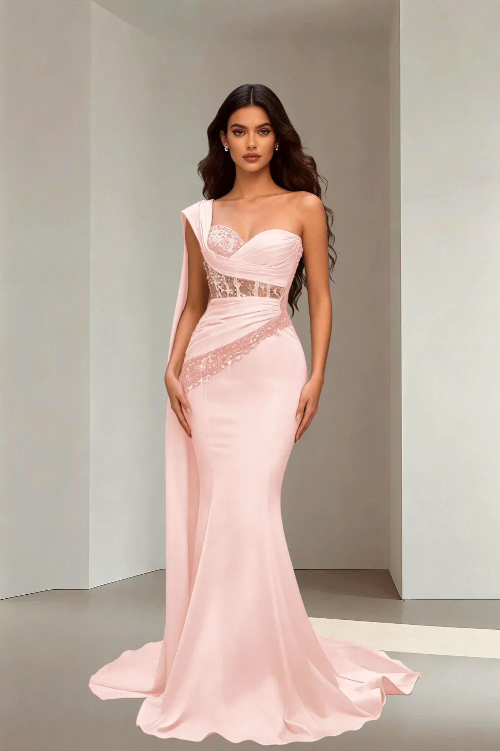 Lace Corset Strapless Trumpet Dress